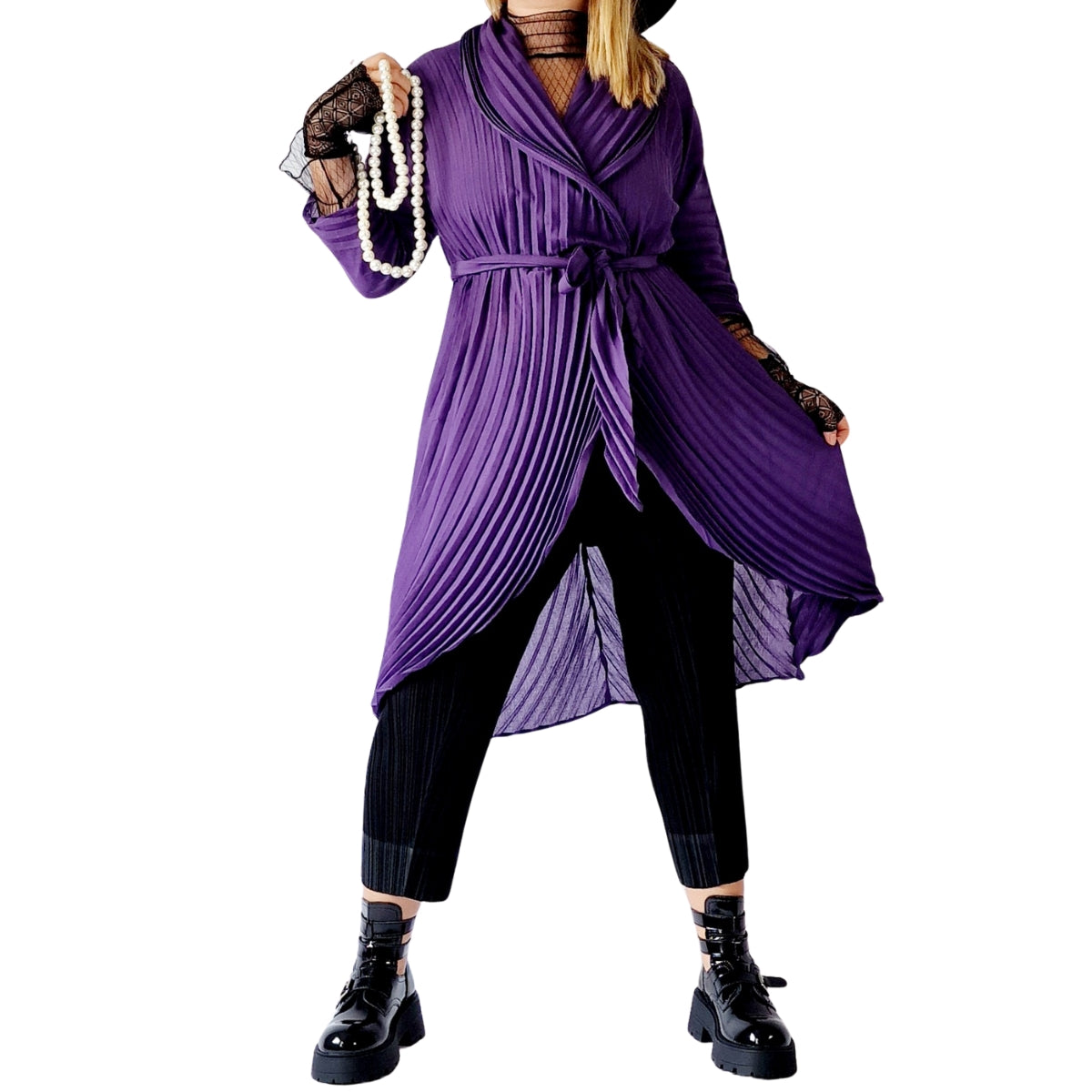 Simple Moderne Purple Pleated Design Kimono-SimpleModerne
