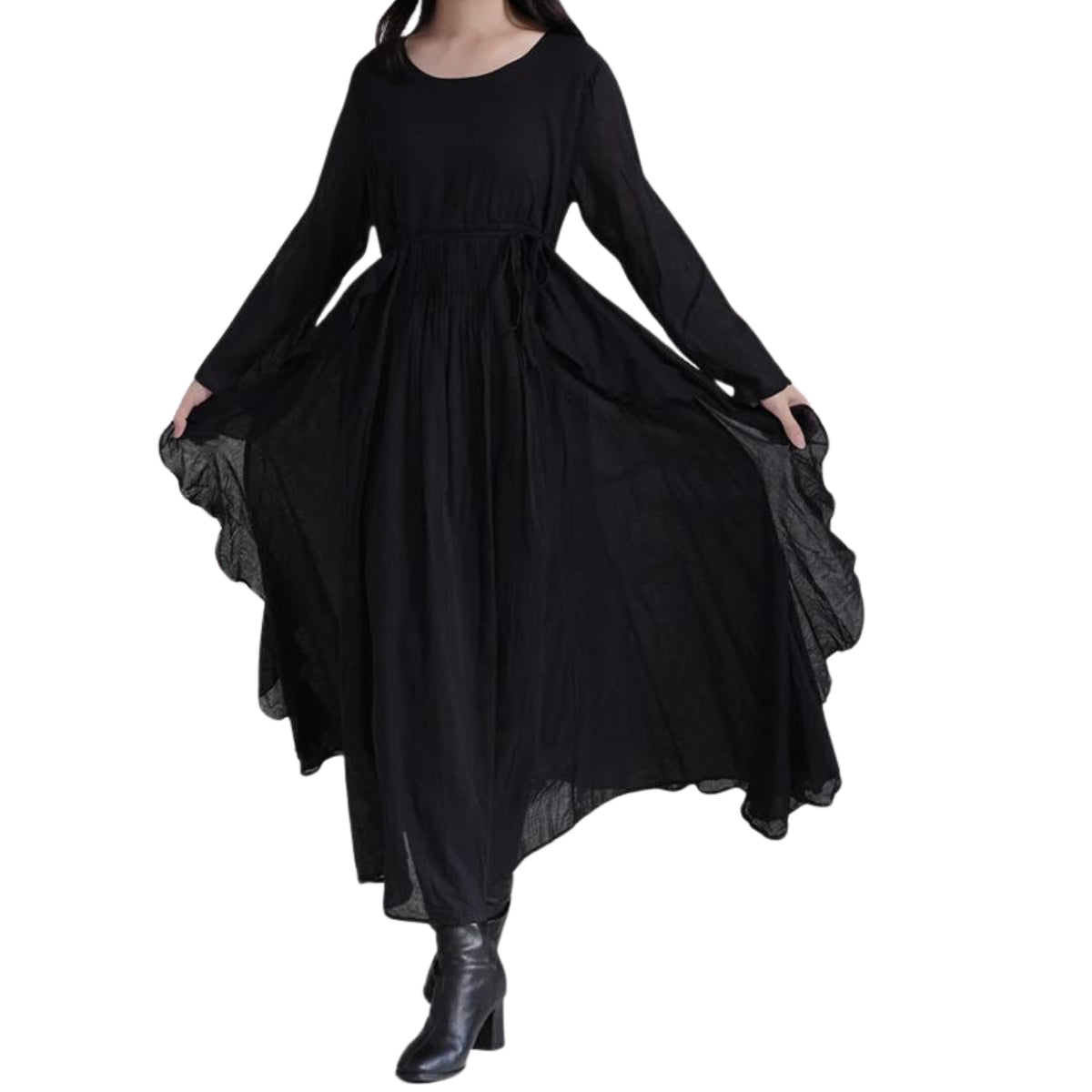 Casual Minimal Goth Layered Black Dress-SimpleModerne