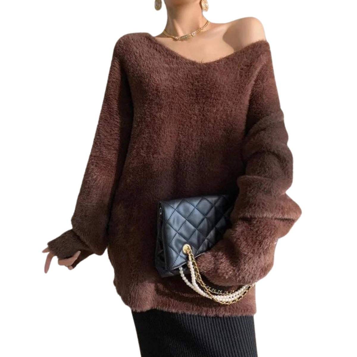 Karamele Oversized Knitted Pullover-SimpleModerne
