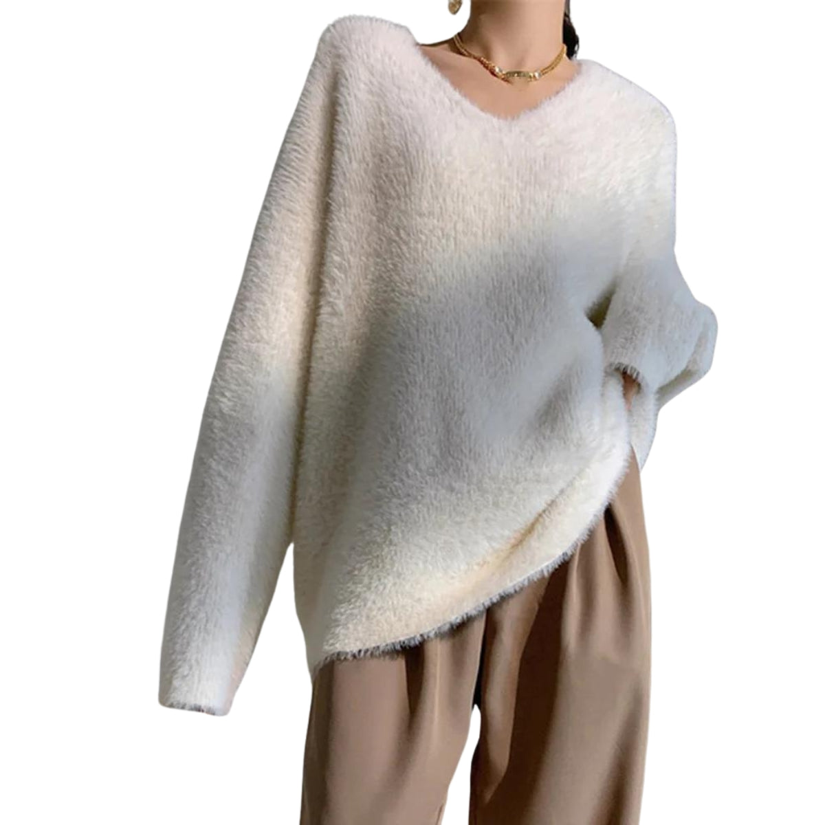 Casual Beige Oversized Fit Pullover-SimpleModerne