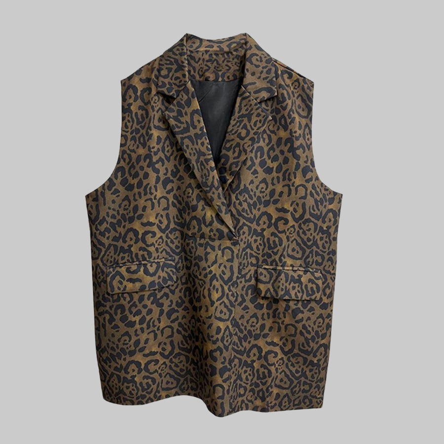Jazz Up Leopard Print Oversized Fit Vest-SimpleModerne