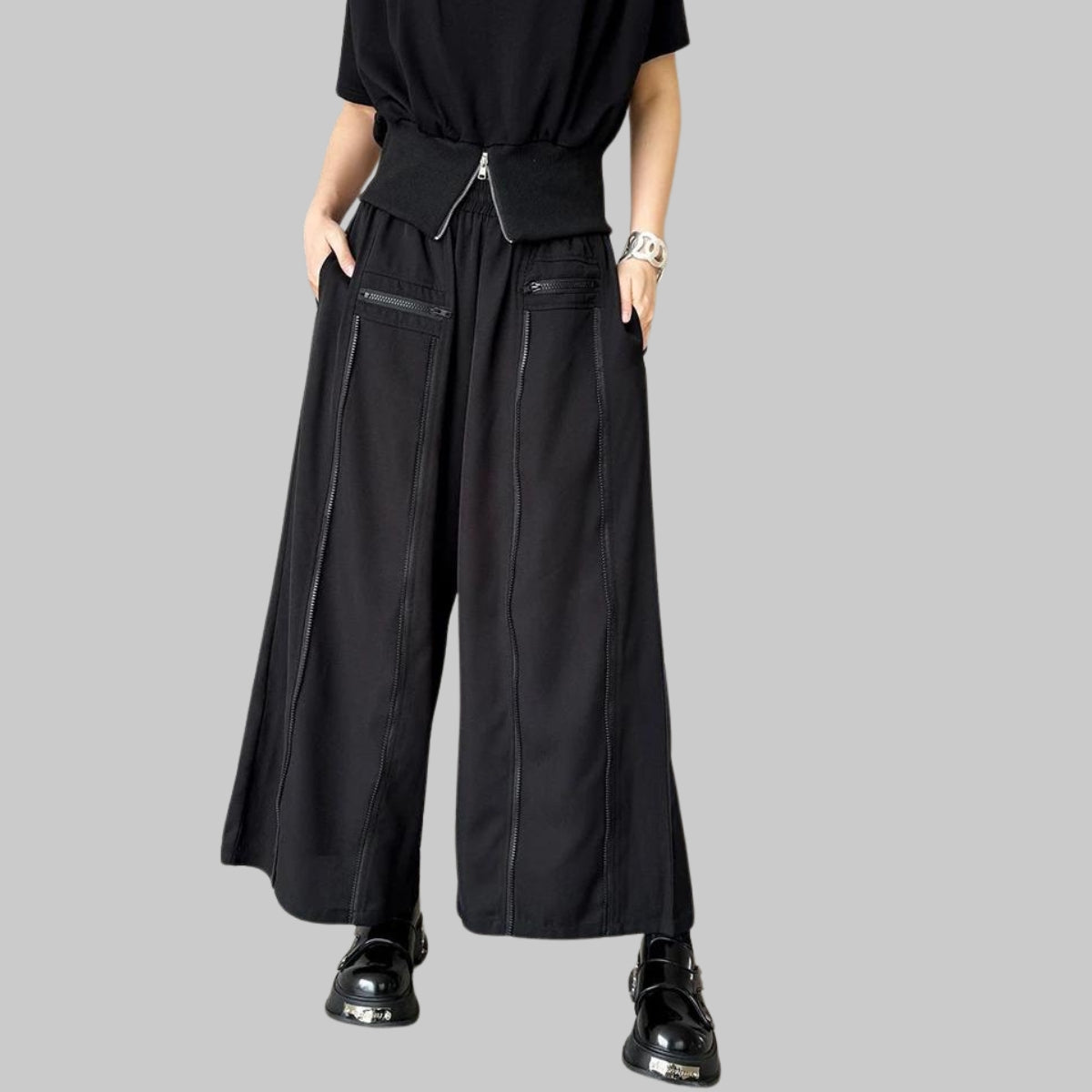 Zip it Punky Irregular Design Trousers-SimpleModerne