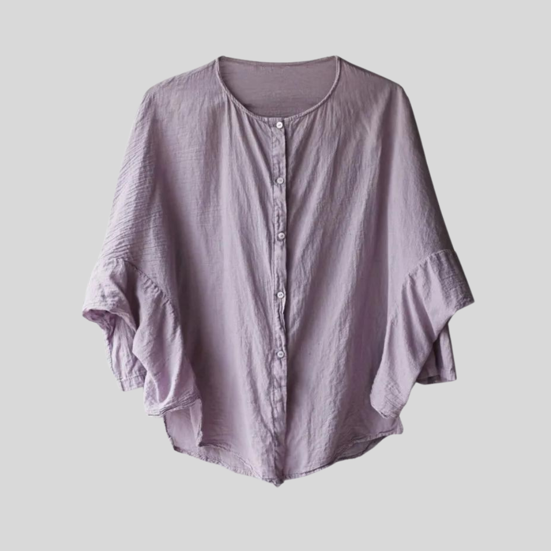 Vintage Fever Lilac Cotton Shirt-Blouse-SimpleModerne