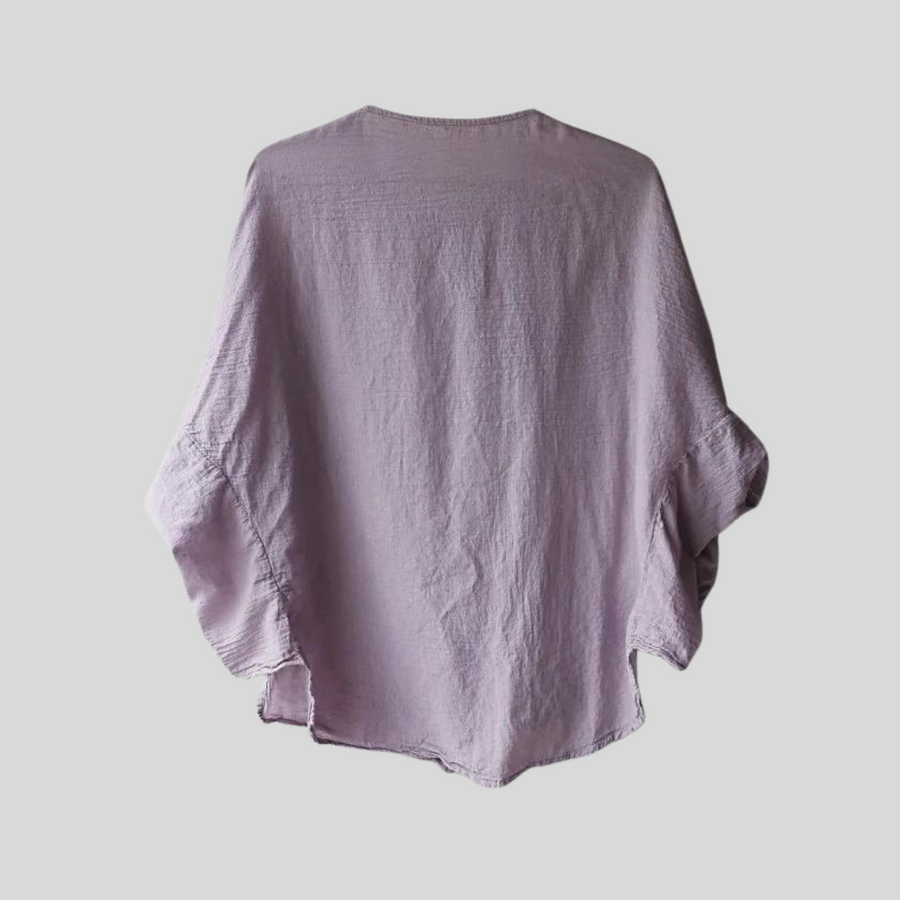 Vintage Fever Lilac Cotton Shirt-Blouse-SimpleModerne