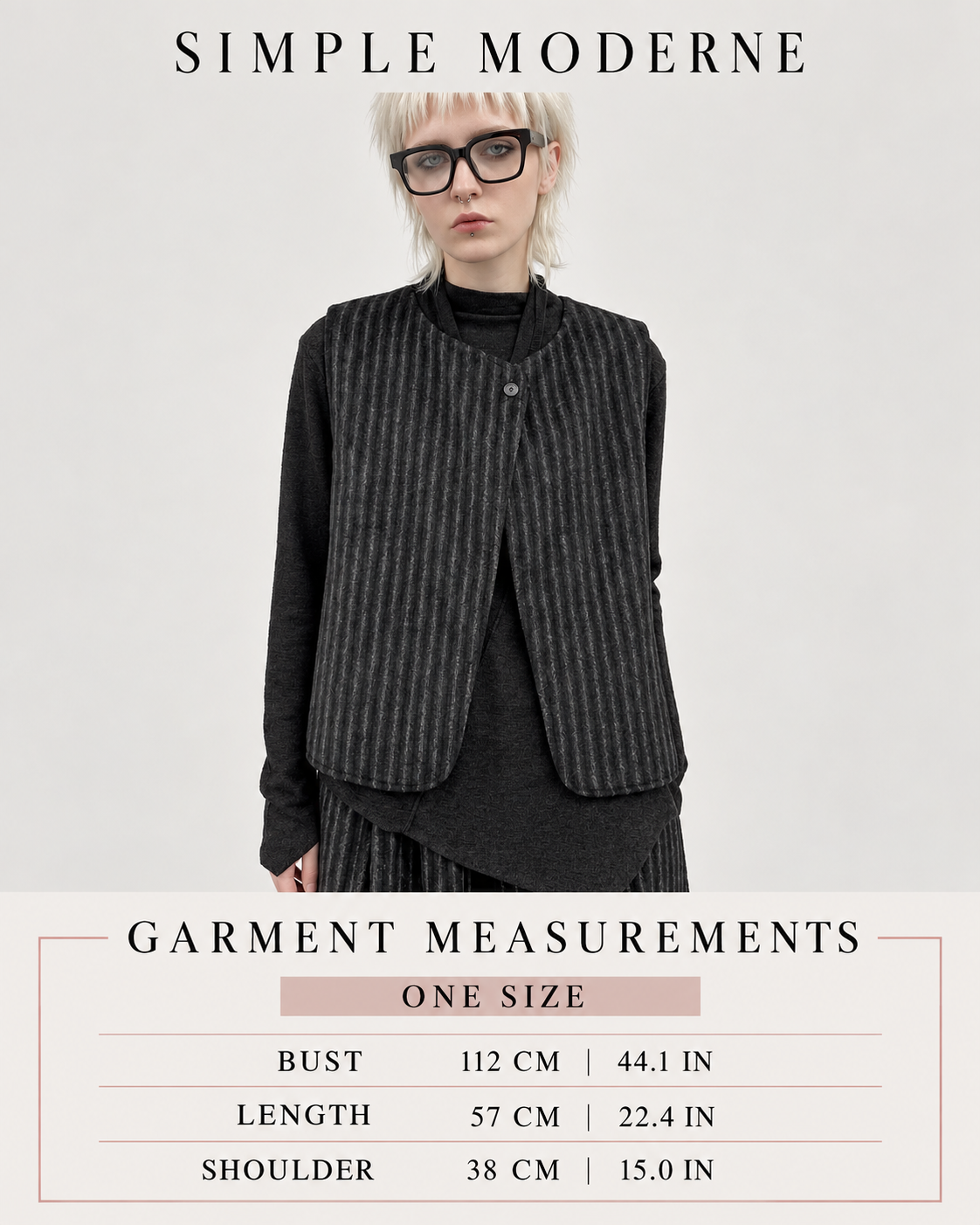 Re-launch Charcoal Pinstripe Punk Vest | Minimal Alternative Layering Vest