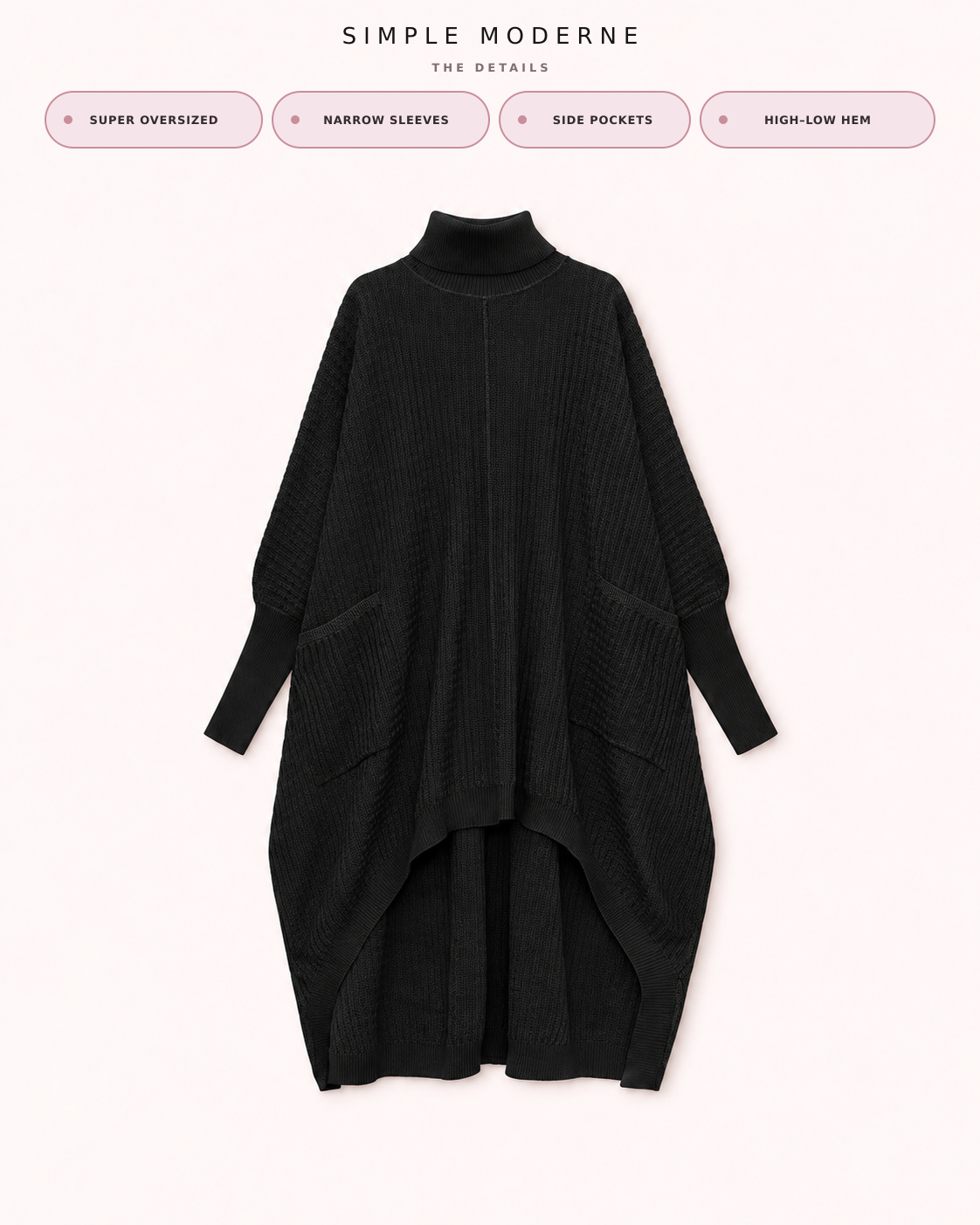 Re-launch Asymmetrical Knitted Pullover Dress with Turtleneck-SimpleModerne