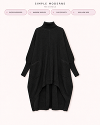 Re-launch Asymmetrical Knitted Pullover Dress with Turtleneck-SimpleModerne