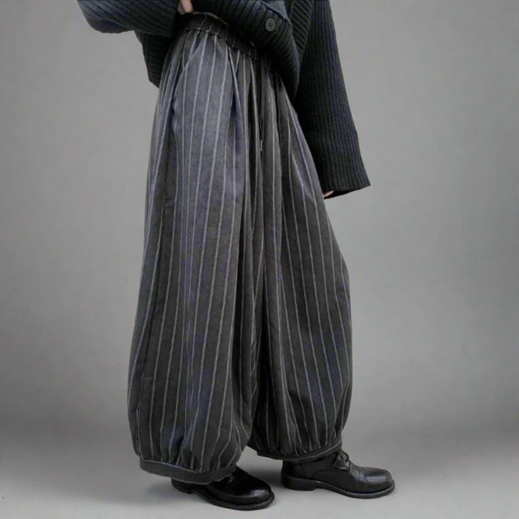 Balloon-Style Striped Trousers-SimpleModerne