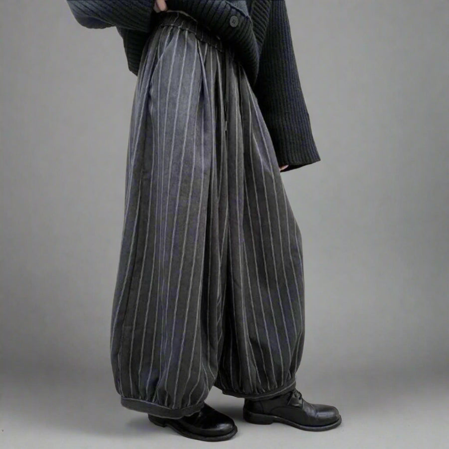Balloon-Style Striped Trousers-SimpleModerne