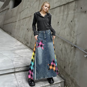 Denim & Textile Patchwork Skirt - 80's Pop-Inspired-SimpleModerne