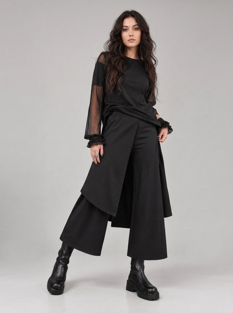 Simple Moderne Layered Wide Legged Pants-SimpleModerne