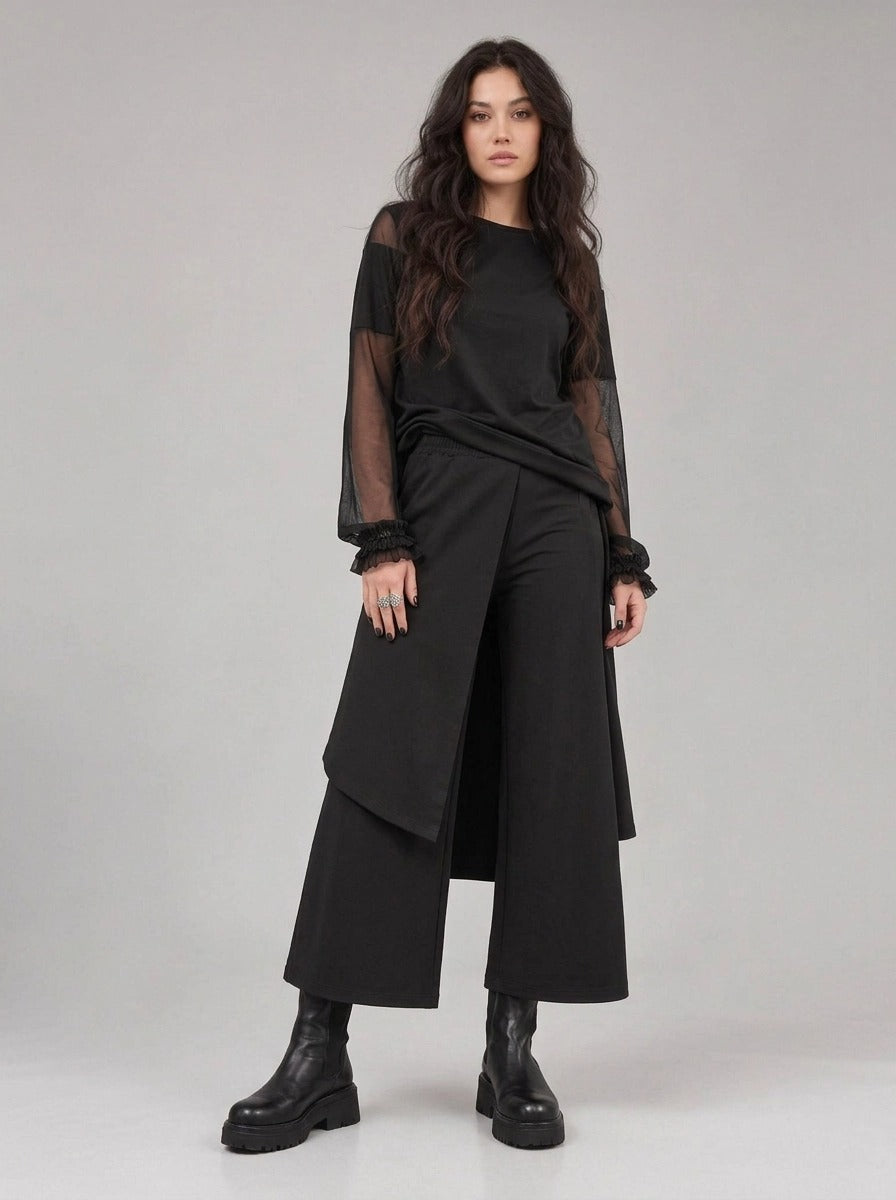 Simple Moderne Layered Wide Legged Pants-SimpleModerne