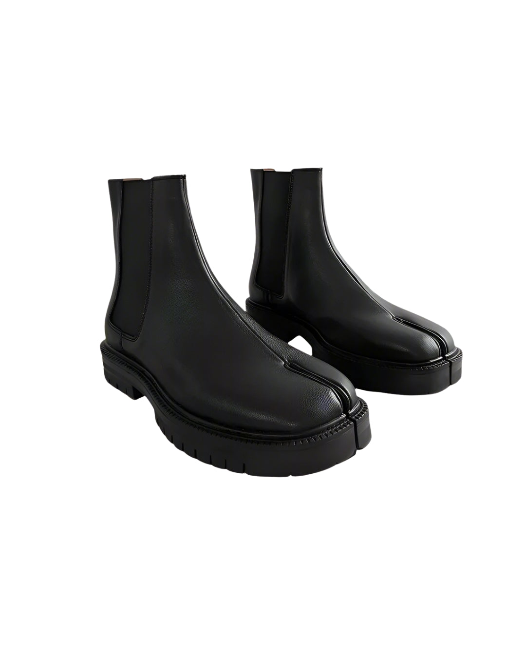 Unisex Black Split-Toe Chelsea Boots - Minimalist Ankle Boots-SimpleModerne