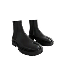 Unisex Black Split-Toe Chelsea Boots - Minimalist Ankle Boots-SimpleModerne
