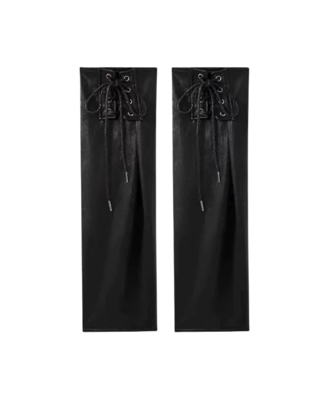 Simple Moderne Black Vegan Leather Leg Warmers – Adjustable Lace-Up Statement Layer-SimpleModerne