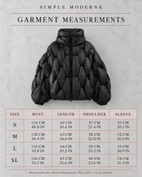 Black Woven Oversized Puffer Jacket