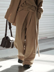 Soft Draped Wide-Leg Trousers – Khaki-SimpleModerne