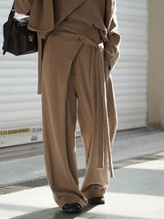 Soft Draped Wide-Leg Trousers – Khaki-SimpleModerne