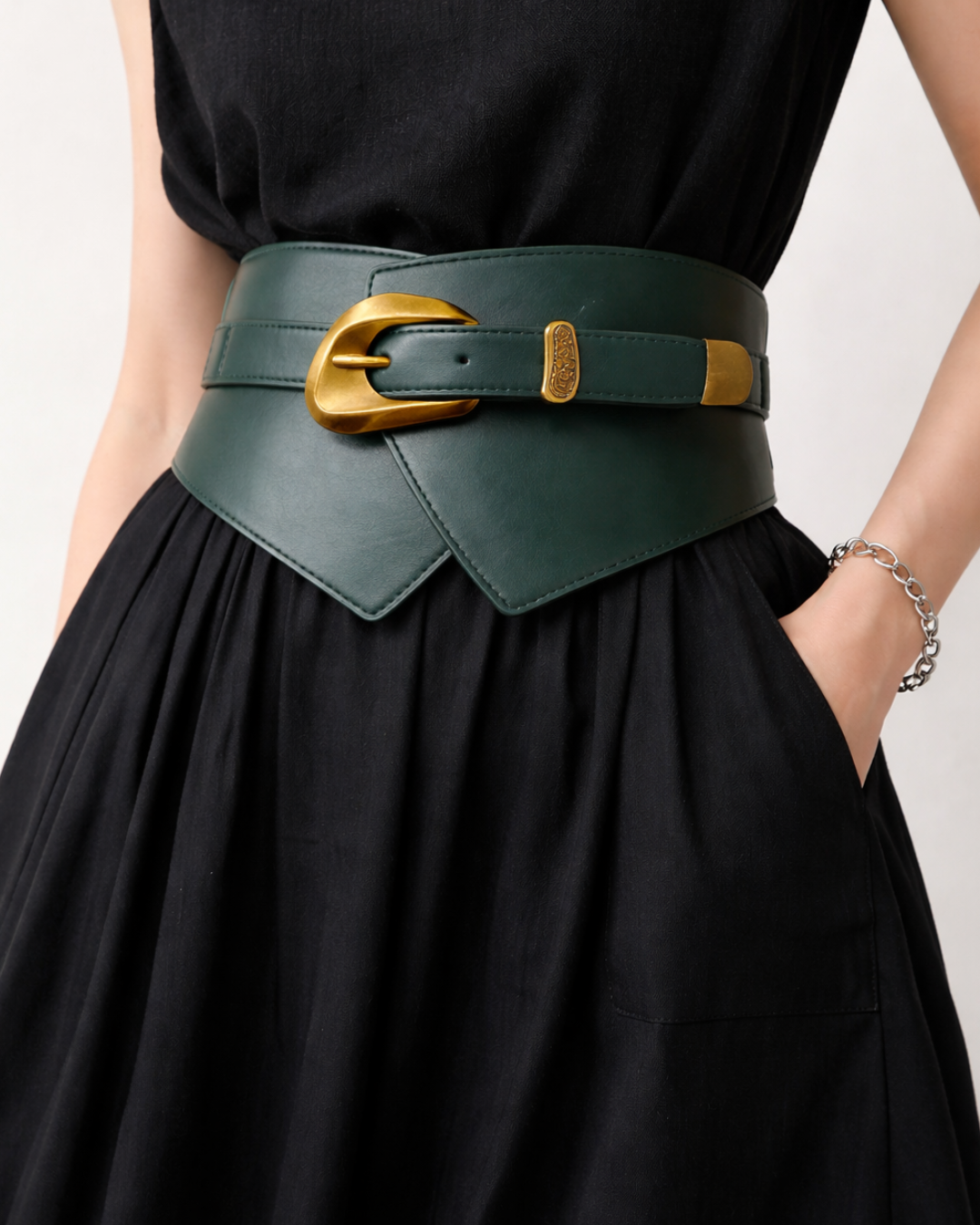 Statement Waist Belt with Gold Clasp-SimpleModerne