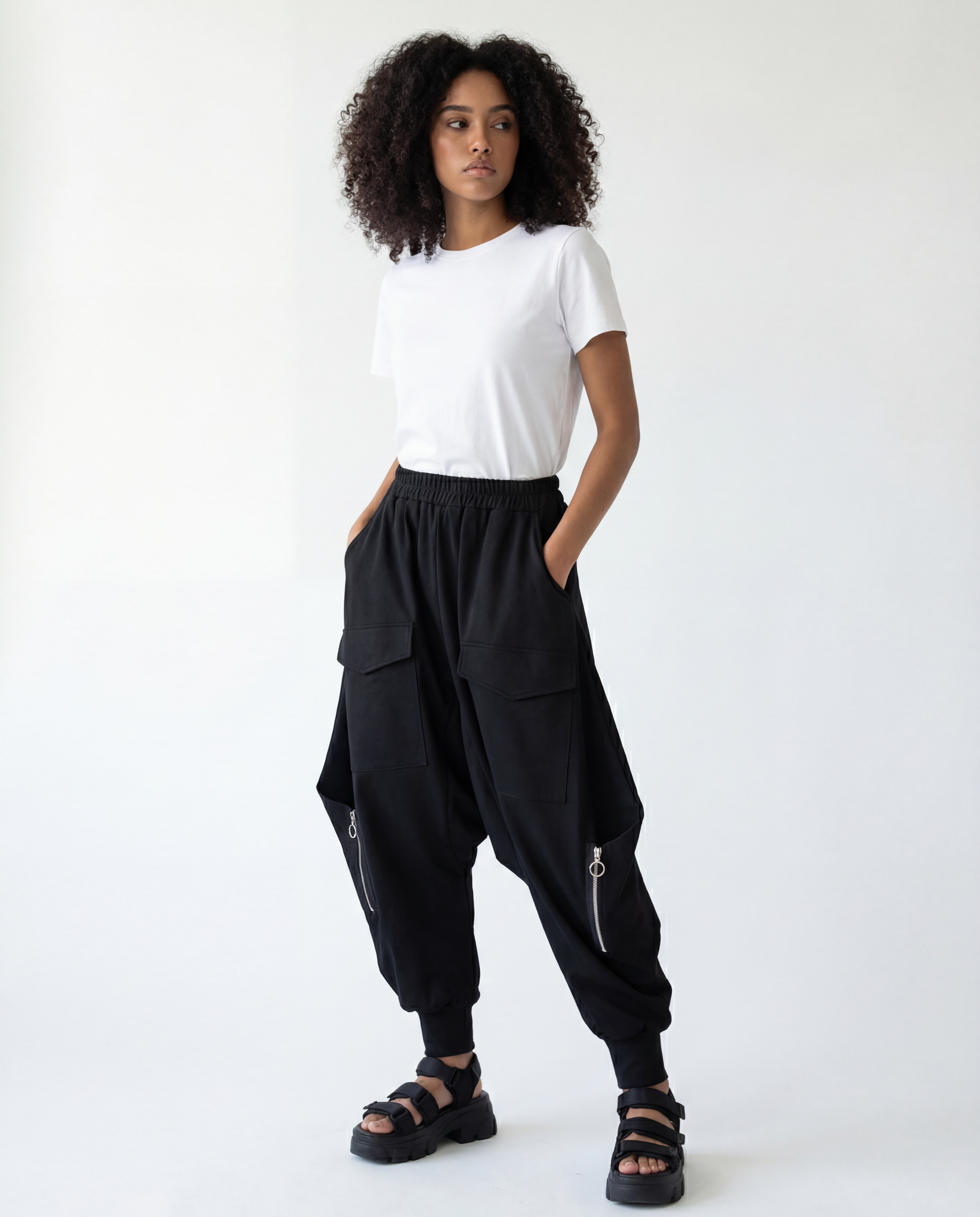 Street Punk Irregular Design Harem Trousers-SimpleModerne