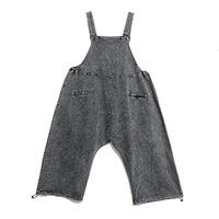 Street Punk Style Oversized Fit Vintage Denim Overalls-SimpleModerne