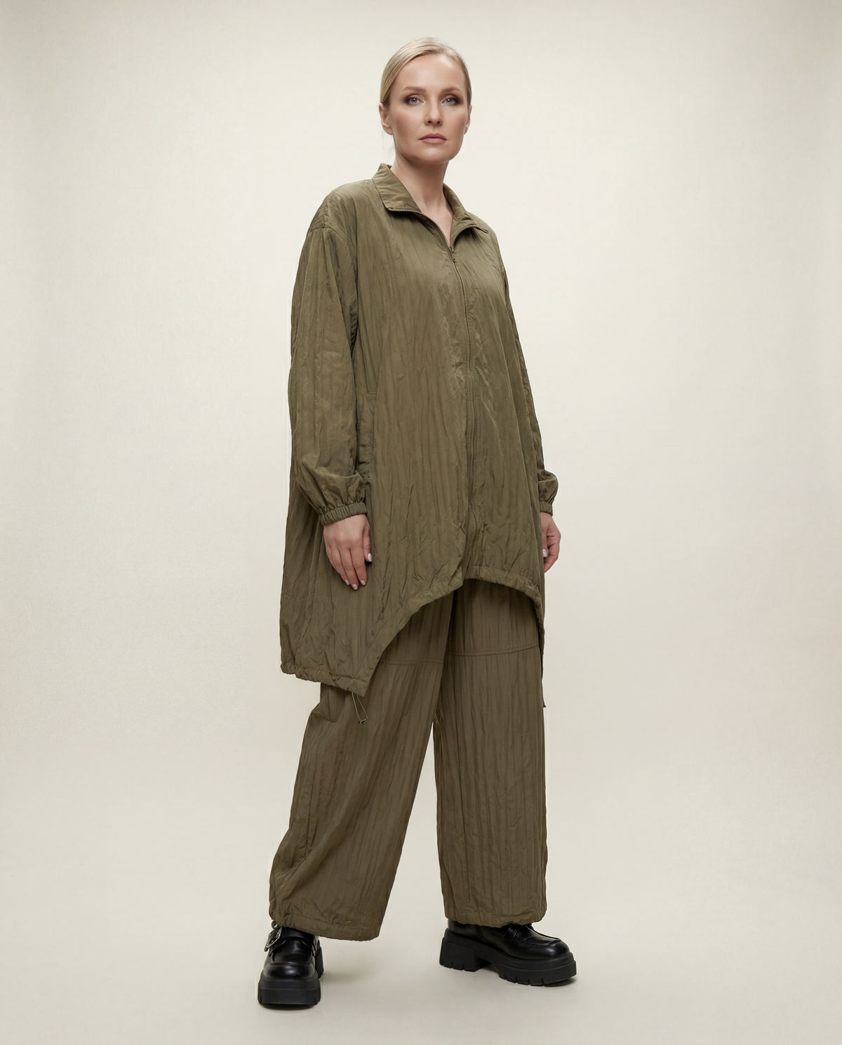 Textured Oversized Jacket-SimpleModerne