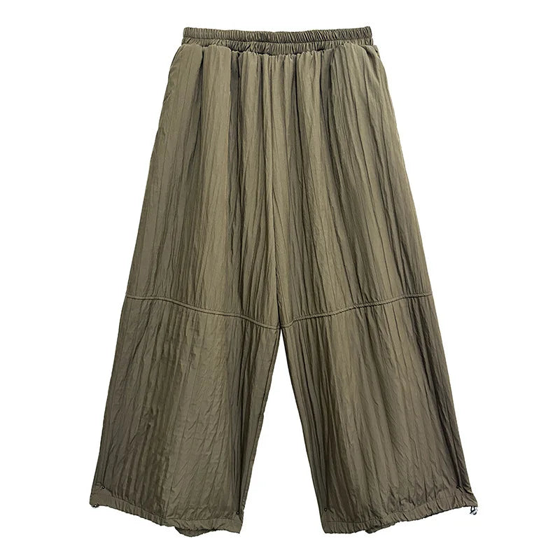 Textured Wide-Leg Trousers-SimpleModerne