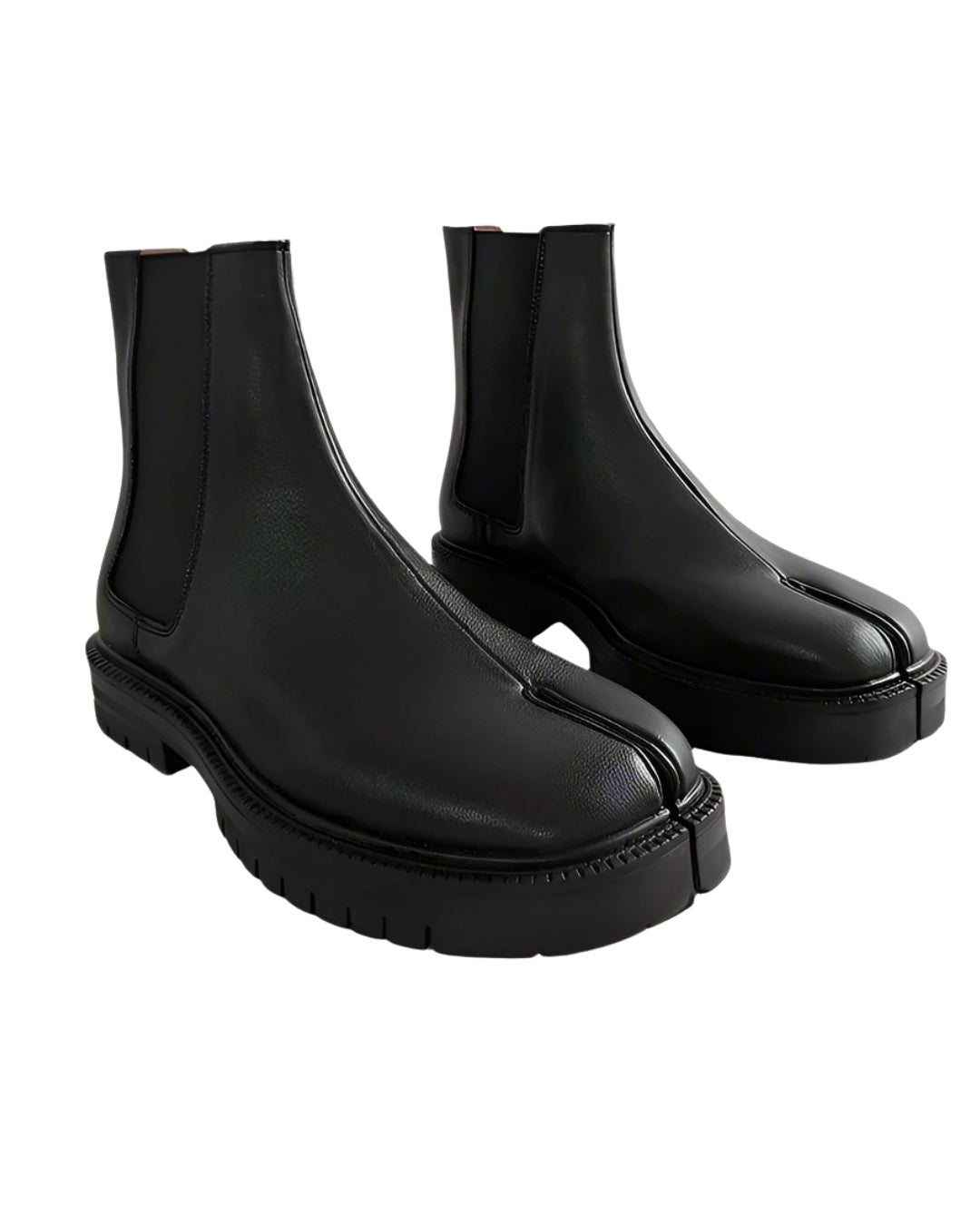 Unisex Black Split-Toe Chelsea Boots - Minimalist Ankle Boots-SimpleModerne