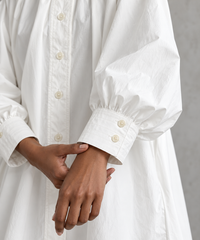 White Oversized Japanese A-Line Shirt Dress-SimpleModerne