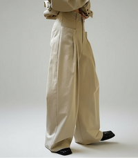 Wide-Leg Pleated Trousers-SimpleModerne