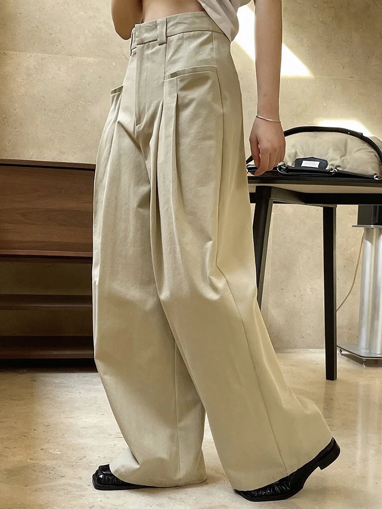 Wide-Leg Pleated Trousers-SimpleModerne