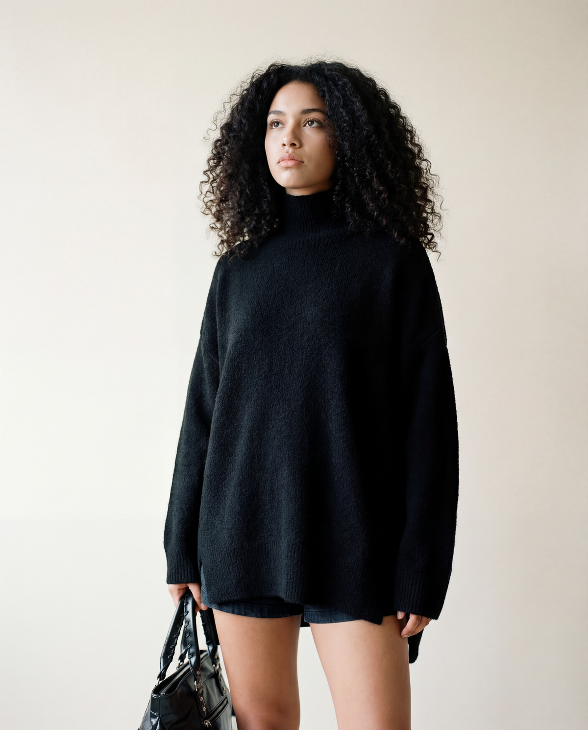 Oversized Turtleneck Knit Sweater-SimpleModerne