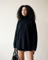 Oversized Turtleneck Knit Sweater-SimpleModerne