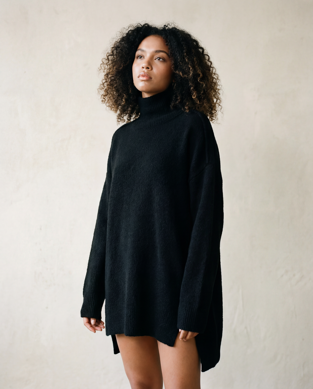 Oversized Turtleneck Knit Sweater-SimpleModerne