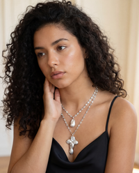 Baroque Pearl Cross Necklace-SimpleModerne