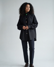 Ruffled Blouse with Decorative Buttons-SimpleModerne