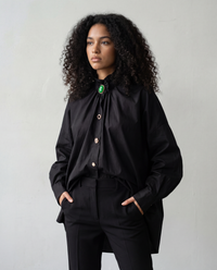 Ruffled Blouse with Decorative Buttons-SimpleModerne