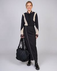 Zip It Up Asymmetrical Midi Skirt – Edgy Black-SimpleModerne