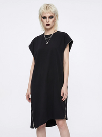 “Zip It” Asymmetric Zip Midi Dress-SimpleModerne