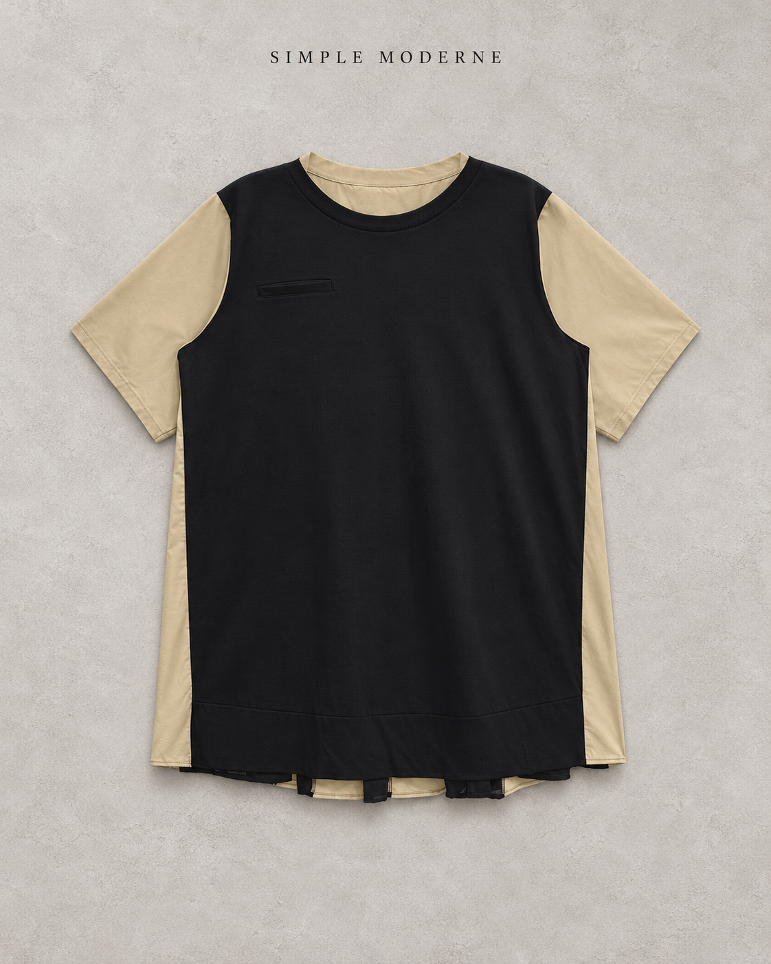 Asymmetric Color-Block Pleated Midi Dress-SimpleModerne