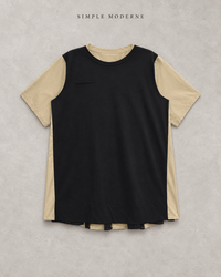 Asymmetric Color-Block Pleated Midi Dress-SimpleModerne