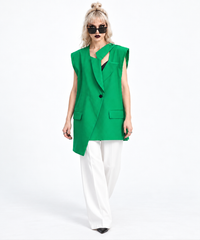Asymmetric Raw-Edge Sleeveless Blazer-SimpleModerne
