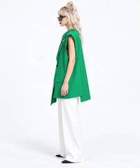 Asymmetric Raw-Edge Sleeveless Blazer-SimpleModerne