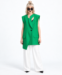 Asymmetric Raw-Edge Sleeveless Blazer-SimpleModerne