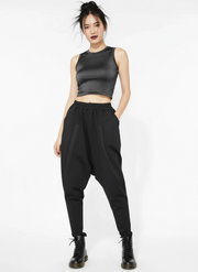 Re-launch Paneled Kinetic Harem Trousers - Obsidian Black-SimpleModerne