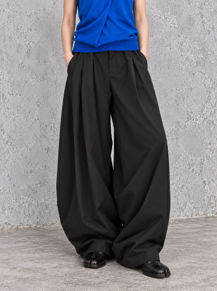 Black Extra Wide-Leg Trousers | Oversized Tailored Pants-SimpleModerne