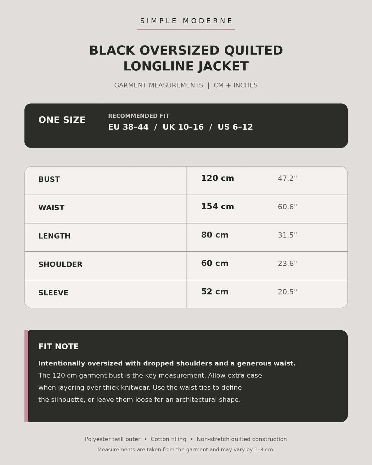 Black Oversized Quilted Longline Jacket-SimpleModerne