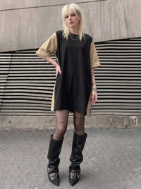 Black Rivet Vegan Leather Leg Warmers-SimpleModerne