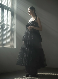 Black Tiered Tulle Pinafore Dress-SimpleModerne