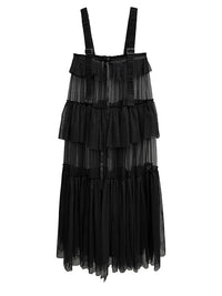 Black Tiered Tulle Pinafore Dress-SimpleModerne